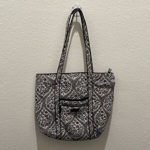 Floral Quilted Tote Bag - Gray